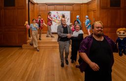 A COMEDY OF ERRORS - Cast at exit, photo by John Hoffman